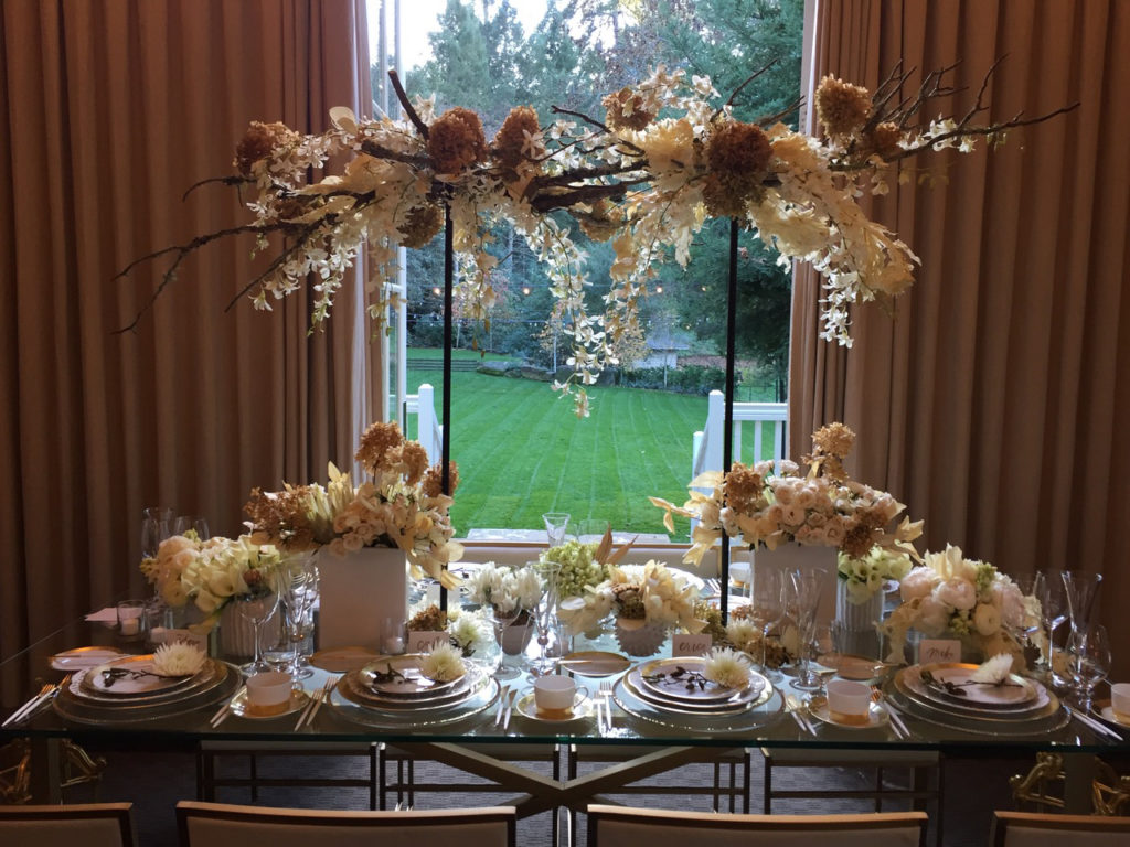 table setting overlooking yard